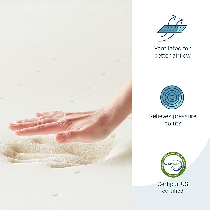 LUCID 2 Inch Traditional Foam Mattress Topper - Hypoallergenic - Ventilated - Conforming Support - California King