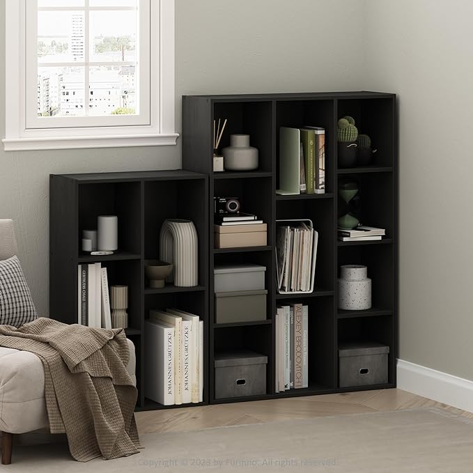 Furinno Luder 11-Cube Open Shelf Bookcase, Bookshelf, Blackwood