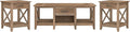 Bush Furniture Key West Coffee Table with Set of 2 End Tables in Reclaimed Pine