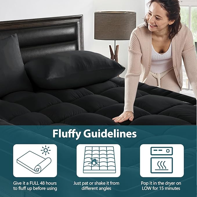 CYMULA Mattress Topper Queen Size - Extra Thick Cooling Mattress Pad Cover for Back Pain - Soft Mattress Protector Firm Bed Topper Pillow Top with 8-21 Inch Deep Pocket 3D Snow Down Alternative Fill