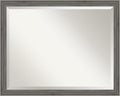 Amanti Art Grey Wall Mirror 25x31 Regis Barnwood Grey Narrow Rectangle Bathroom Mirror for Wall Decor Living Room, Large Country Rustic Wood Frame, Hangs Horizonally and Vertically, Bathroom Decor,