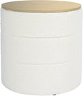 HomePop Channel Storage Ottoman with Wood Top - Cream Boucle