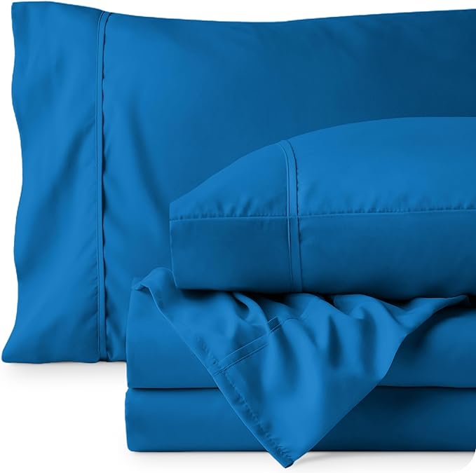 Bare Home Twin XL Sheet Set - College Dorm Size - Luxury 1800 Ultra-Soft Microfiber Twin Extra Long Bed Sheets - Deep Pockets - Easy Fit - Extra Soft - 3 Piece Set - Bed Sheets (Twin XL, Medium Blue)