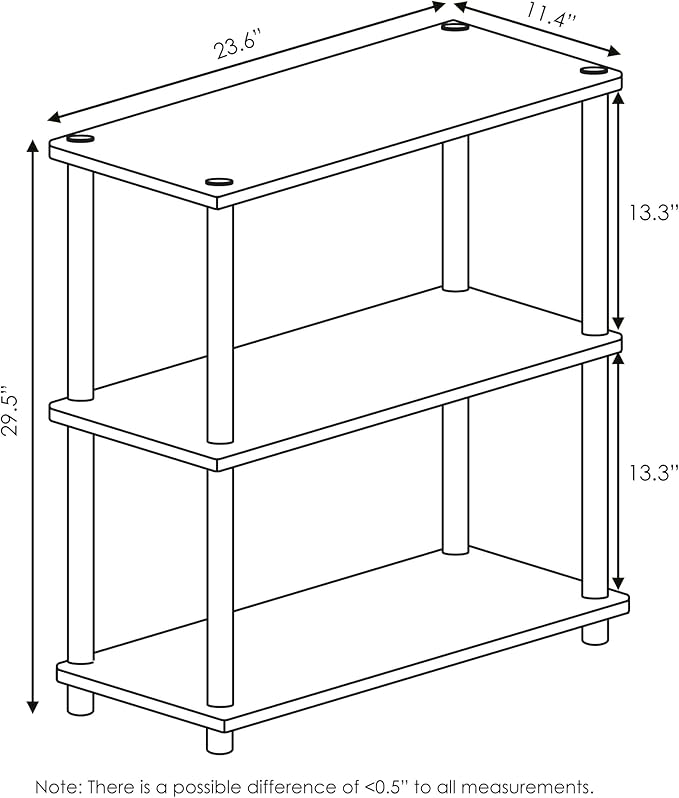 Furinno Turn-N-Tube 3-Tier Compact Multipurpose Shelf Display Rack, Walnut/Brown