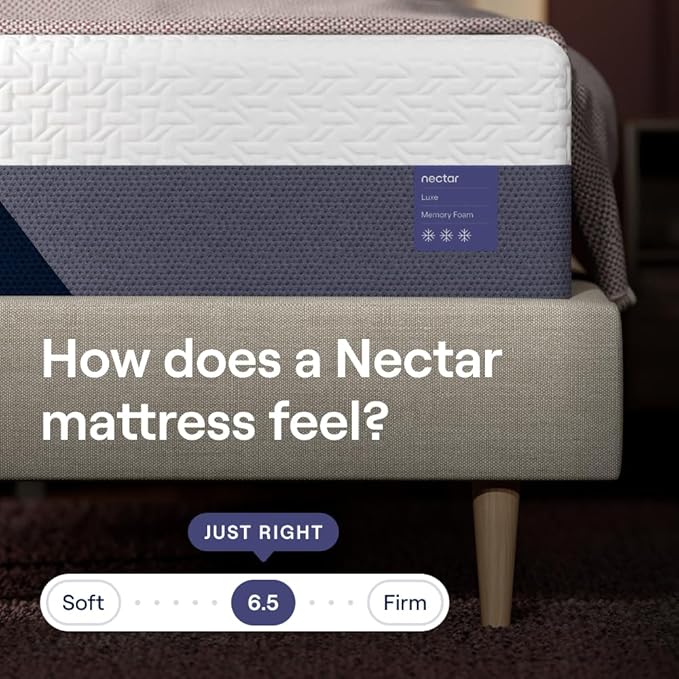 Nectar Luxe Queen Adjustable Base & 14” Mattress (New Version) - Head & Foot Incline - Medium Firm Memory Foam - Cooling Upgrade - 3 Massage Settings - 365-Night Mattress Trial & Forever Warranty