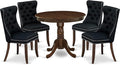 East West Furniture ANDA5-AWA-24 5 Piece Dining Table Set Consists of a Round Kitchen Table with Pedestal and 4 Polyester Fabric Padded Chairs, 36x36 Inch, Antique Walnut