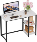SINPAID 40IN Computer Desk with Shelves, Cream White Sturdy Small Desk for Bedroom, Modern Gaming Table, Office Furniture