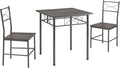 JOIN IRON 3-Piece Kitchen Dining Room Table Set for Small Spaces，Iron Wood Square Table with 2 Chairs for Kitchen Dining Room Furniture (Black)