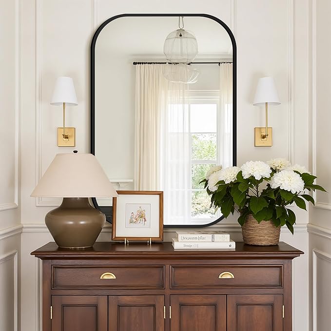 Bathroom Mirrors for Over Sink, 26x38 Black Vanity Mirror for Bathroom Sink, HD Shatterproof Squircle Wall Mirror for Bathroom Washroom Lavatory Restroom Metal Frame