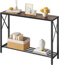 Tajsoon Console Table 41.8”, 2-Tier Industrial entryway Table, Narrow Sofa Table with Shelves, Entrance Table for Entryway, Hallway, Living Room, Foyer, Corridor, Office, Rustic Brown