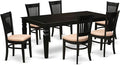 East West Furniture LGVA7-BLK-C 7 Piece Modern Dining Table Set Consist of a Rectangle Wooden Table with Butterfly Leaf and 6 Linen Fabric Kitchen Dining Chairs, 42x84 Inch, Black