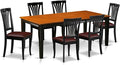 East West Furniture QUAV7-BCH-LC 7 Piece Kitchen Table Set Consist of a Rectangle Dining Table with Butterfly Leaf and 6 Faux Leather Dining Room Chairs, 40x78 Inch, Black & Cherry