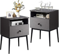 VECELO Modern Nightstands Set of 2,Square End Side Table with Drawer and Storage Space for Bedroom and Living Room