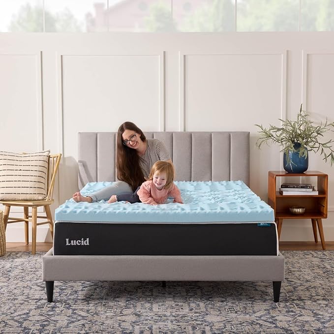 LUCID Gel Infused Memory Foam Mattress Topper – 3 Inch Mattress Topper – 5 Comfort Zones Relieve Pressure – CertiPUR-US Certified Foam - Twin