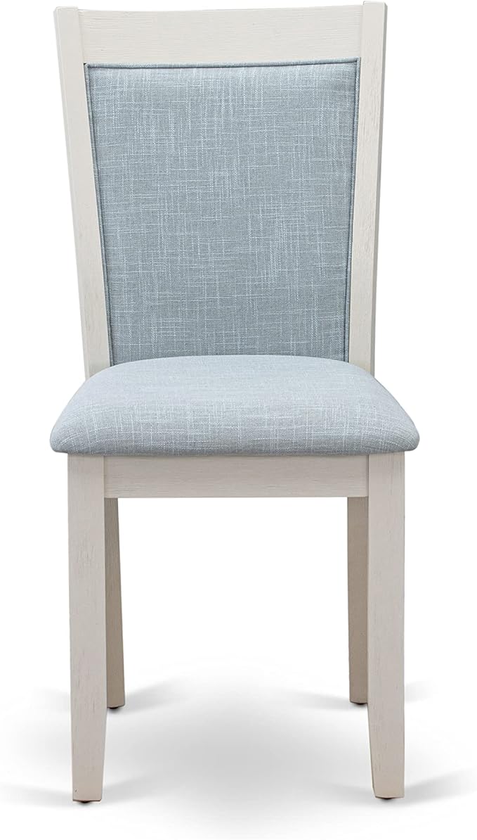 East West Furniture X027MZ015-5 5 Piece Kitchen Table & Chairs Set Includes a Rectangle Dining Table with X-Legs and 4 Baby Blue Linen Fabric Parson Chairs, 40x72 Inch, Multi-Color