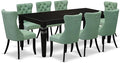 East West Furniture LGDA9-BLK-22 9 Piece Dining Set Includes a Rectangle Kitchen Table with Butterfly Leaf and 8 Polyester Fabric Parson Chairs, 42x84 Inch, Black