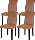 VECELO Upholstered Dining Chairs Set of 4, Modern PU Leather Accent Parsons, Solid Wood Legs w/Rubber Footpads, for Living Room Kitchen, Brown