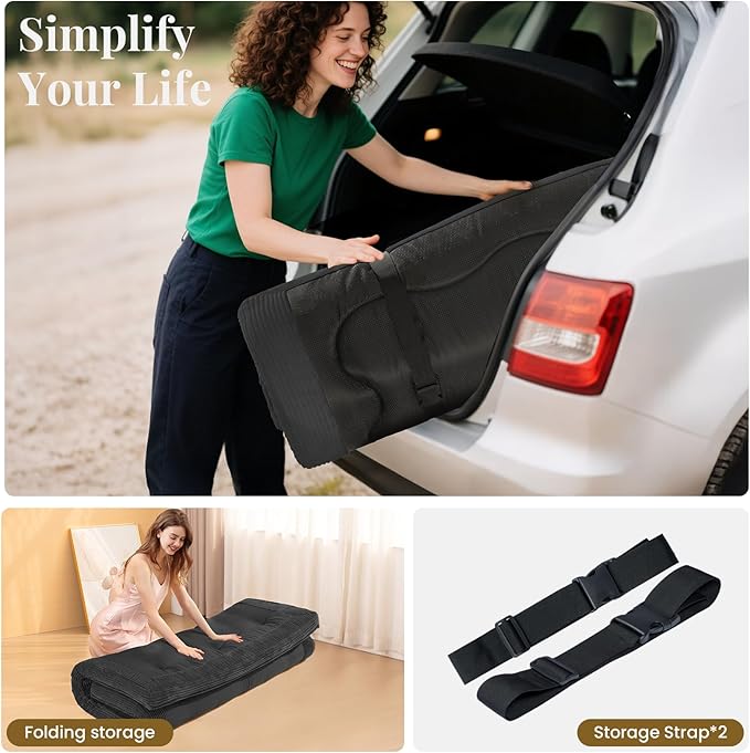 Japanese Floor Mattress, 4" Thicken Futon Mattress Twin Size Sleeping Pad, Corduroy Foldable Mattress Pad Roll Up Tatami Mat Floor Mattress for Adults（Grey）