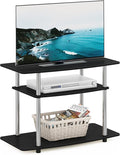 Furinno Turn-N-Tube No Tools 3-Tier Entertainment Center TV Stand for TV up to 32 Inch, Stainless Steel Tubes, Americano/Chrome