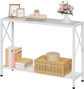 Tajsoon Console Table 41.8”, 2-Tier Entryway Table Narrow Sofa Table with Shelves, Entrance Table with Stable X-Frame, for Entryway, Hallway, Living Room, Foyer, Corridor, Office, White