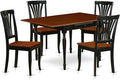 East West Furniture MZAV5-BCH-W 5 Piece Dinette Set for 4 Includes a Rectangle Dining Room Table with Dropleaf and 4 Dining Chairs, 36x54 Inch, Black & Cherry