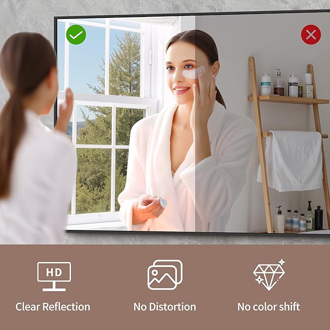 YIROMAN Bathroom Mirror 60"x30", Large Matte Black Bathroom Mirror for Over Sink with Aluminum Frame, Rectangular Vanity Mirror with Right Angle, Wall Mirror Hangs Horizontal or Vertical, Shatterproof