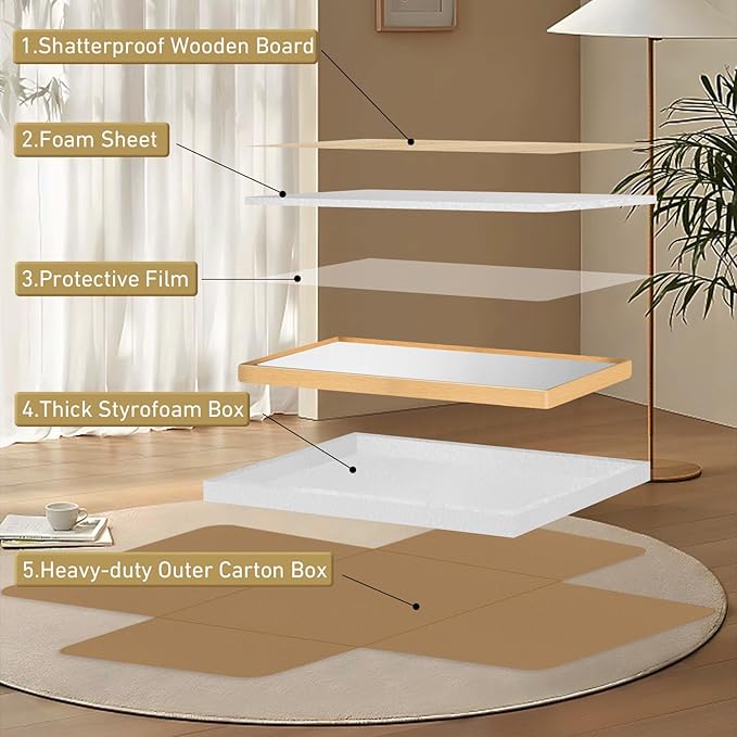 16x20 Inch Bathroom Mirror for Wall,Gold Framed Rectangle Mirror with Rounded Corner,Aluminum Alloy Framed Brushed Wall Mirror for Bedroom or Living Room,Vertical or Horizontal