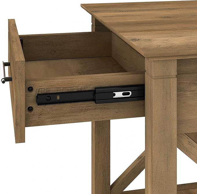 Bush Furniture Key West Coffee Table with Set of 2 End Tables in Reclaimed Pine