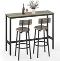 Dining Table Set for 2, 3-Piece Bar Table and Chairs Set, Kitchen Table and Chairs, High Top Table with 2 PU Upholstered Stools, Space-Saving Pub Table Sets for Small Space, Gray