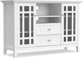 SIMPLIHOME Bedford SOLID WOOD 53 inch Wide Transitional TV Media Stand in White For TVs up to 60 inches for the Living Room and Entertainment Center