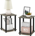 Furinno Simplistic Set of 2 End Table, French Oak Grey/Black