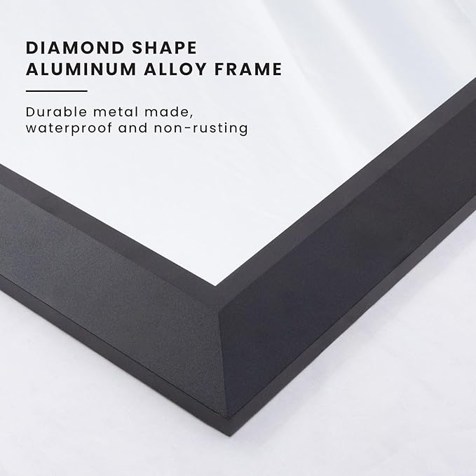 Amorho Black Bathroom Mirror, 50 X30 Inch Thick Metal Framed Wall Mirrors for Over 2 Sinks, Bedroom, Living Room, Entryway, Large Rectangle Wall-Mounted Mirrors.