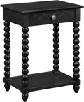 OSP Home Furnishings Elise Cottage Style Table with Spindle Legs, Open Storage Shelf, Side Table, Black Finish