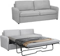 Queen Size Pull Out Sofa Bed, 2 in 1 Convertible Sleeper Sofa Couch with Pullout Bed, Memory Foam Mattress for Living Room Office, Space-Saving, Light Grey