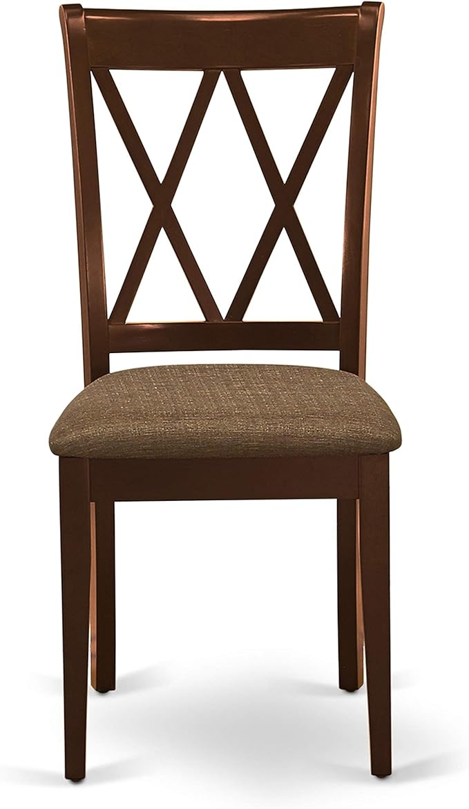 East West Furniture DUCL5-MAH-C 5 Piece Kitchen Table Set for 4 Includes a Rectangle Dining Table and 4 Linen Fabric Dining Room Chairs, 36x60 Inch, Mahogany