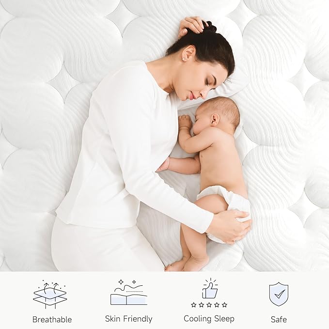 Twin XL Mattress 12 Inch-Hybrid Mattress in a Box-Individual Pocket Springs with Breathable Memory Foam College Dorm Room Essentials-Extra Long Twin Size Bed-Medium Firm Feel for Youth and Kids