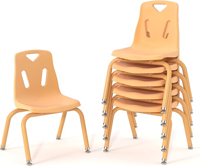 Berries Jonti-Craft 8120JC6251 Stacking Chairs with Powder-Coated Legs, 10" Height, Camel, Pack of 6