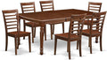 East West Furniture DOML7-MAH-W 7 Piece Dining Set Consist of a Rectangle Dining Room Table with Butterfly Leaf and 6 Wood Seat Chairs, 42x78 Inch, Mahogany