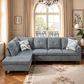 L Shaped Couch Sectional Couches with Chaise, Fluffy Fabric 3 Pieces Modular Convertible Sofa for Living Room Furniture Sets and Small Apartment, Dark Gre