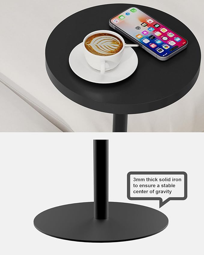 TUTOTAK Tall Round Side Table, Small End Table, Set of 2, Beside Table, Drink Table, Pedestal Side Table, livingroom, Black TB01BK0652