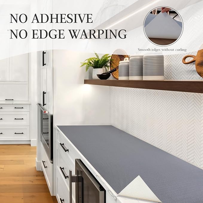 Beautysaid Shelf and Drawer Liner for Kitchen Cabinet, Non Adhesive Non Slip Shelf Paper Waterproof Washable Thickened for Dresser Pantry Shelve Bathroom Protector Liner(Gray,12 in x 10 FT)