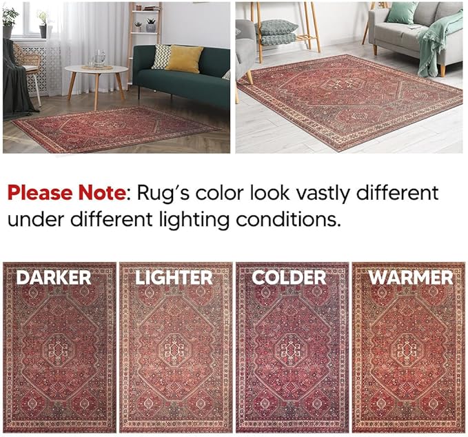 Keen Home Design 2x12 Rug - Machine Washable Runner Rug with Non-Slip Backing, Ideal for Hallway, Entryway, Kitchen, Laundry Room - Vintage, Easy Clean, Durable, Low Pile - (2'6" x 12')