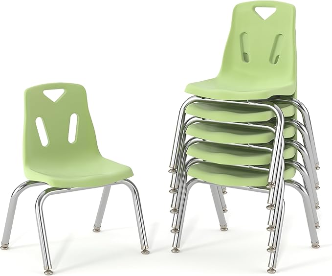 Berries Jonti-Craft 8146JC6130 Stacking Chairs with Chrome-Plated Legs, 16" Height, Key Lime, Pack of 6