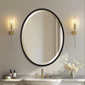 OVALCREST - Oval Wooden Beveled Wall Mirror for Home Decor, Bathroom, Vanity, Bedroom, Living Room, Hallway - London Style (Rubbed Black) 23.1 x 29.1