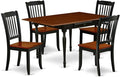 East West Furniture MZDA5-BCH-W 5 Piece Dining Room Furniture Set Includes a Rectangle Kitchen Table with Dropleaf and 4 Dining Chairs, 36x54 Inch, Black & Cherry