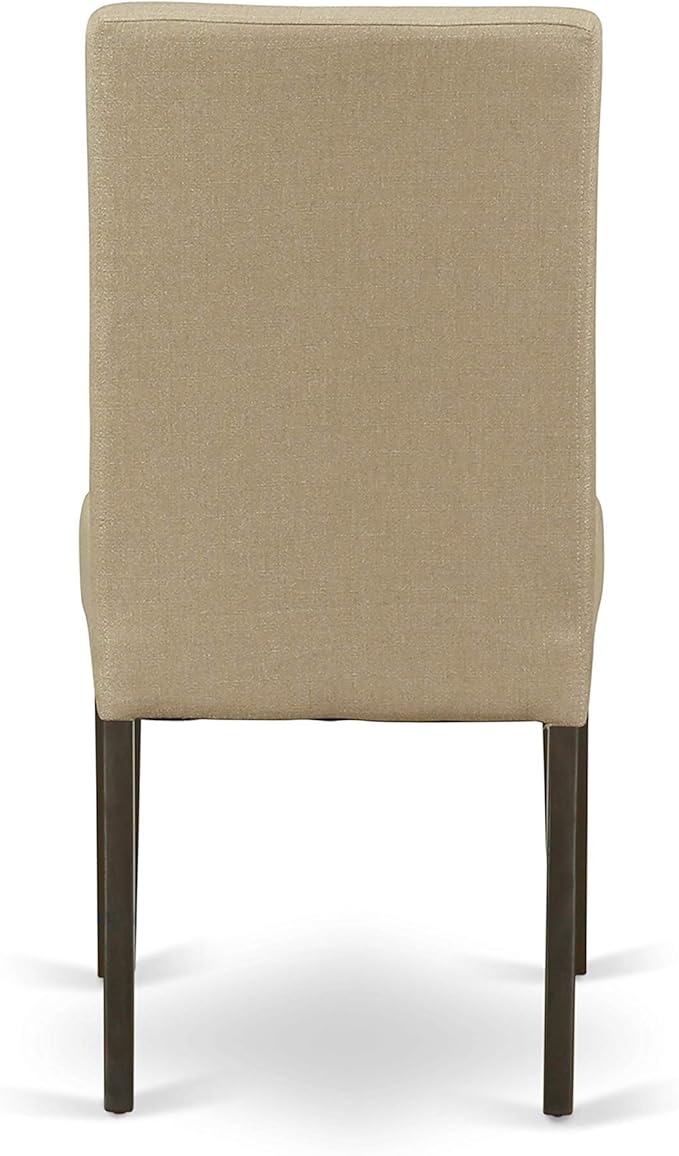 East West Furniture ANDR3-CAP-03 3 Piece Dining Room Table Set Contains a Round Kitchen Table with Pedestal and 2 Brown Linen Fabric Parsons Dining Chairs, 36x36 Inch, Cappuccino