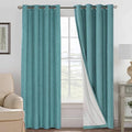 H.VERSAILTEX Linen Blackout Curtains 96 Inches Long 100% Absolutely Blackout Thermal Insulated Textured Linen Look Curtain Draperies Anti-Rust Grommet, Energy Saving with White Liner, 2 Panels, Teal