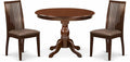 East West Furniture HBIP3-MAH-C 3 Piece Dining Room Furniture Set Contains a Round Kitchen Table with Pedestal and 2 Linen Fabric Upholstered Dining Chairs, 42x42 Inch, Mahogany
