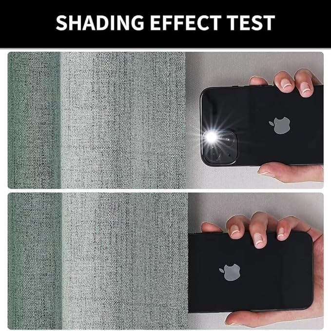 Joydeco Natural Linen Curtains 84 inch Length 2 Panels Set Burg 100% Blackout Patio Door Curtain Room Darkening Sliding Door Curtains Thermal Insulated Back tab Rod Pocket(105x84 inch, Sage Green)