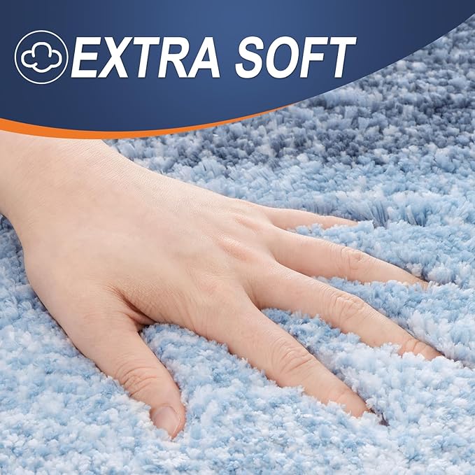 OLANLY Bathroom Rugs Mat 47x32, Extra Soft Absorbent Microfiber Bath Rugs, Rubber Backing, Quick Dry, Machine Washable Bath Mats for Bathroom Floor, Tub and Shower, Home Decor Accessories, Blue